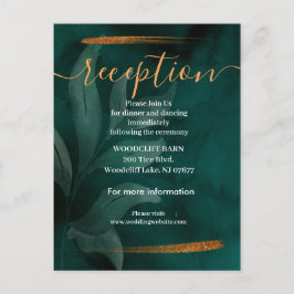 Moderne smaragdgroen en bladeren ontvangstkaart aankondigingskaart