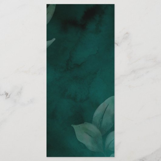 Moderne smaragdgroen en bladeren programma programmakaart (Achterkant)