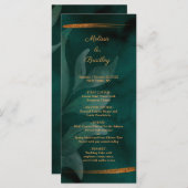 Moderne smaragdgroen en bladeren programma programmakaart (Voorkant / Achterkant)