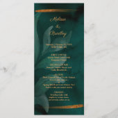 Moderne smaragdgroen en bladeren programma programmakaart (Voorkant)