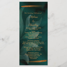 moderne smaragdgroen en bladeren programmakaart