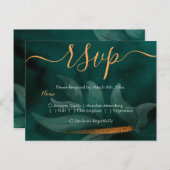 moderne smaragdgroen en bladeren RSVP Briefkaart (Voorkant / Achterkant)