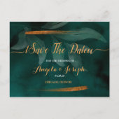 moderne smaragdgroen en bladeren Save the Date Briefkaart (Voorkant)