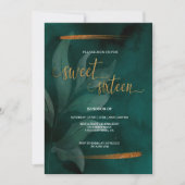 moderne smaragdgroen en zoete bladeren 16 uitnodig kaart (Voorkant)