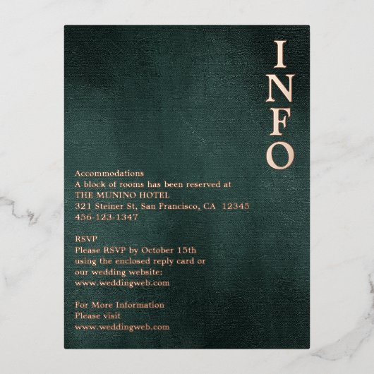 Moderne smaragdgroen zwart elegante behuizing folie feestdagen briefkaart (Voorkant)