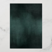 Moderne Smaragdgroen Zwart Elegante Huwelijksmenu' Folie Uitnodiging (Achterkant)