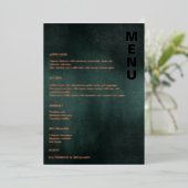 Moderne Smaragdgroen Zwart Elegante Huwelijksmenu' Folie Uitnodiging (Staand Voorkant)