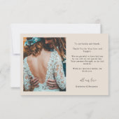 Moderne smaragdgroen zwart elegante trouwfoto bedankkaart (Achterkant)