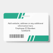 Moderne smaragdgroene aangepaste personeelsbadge badge (Achterkant)