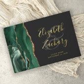Moderne Smaragdgroene Agate Gouden Script Donker Gastenboek