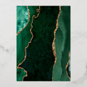 Moderne Smaragdgroene Agate Script Bruiloft Folie Uitnodiging (Achterkant)