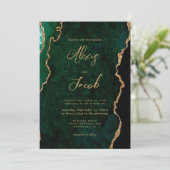 Moderne Smaragdgroene Agate Script Bruiloft Kaart (Staand voorkant)