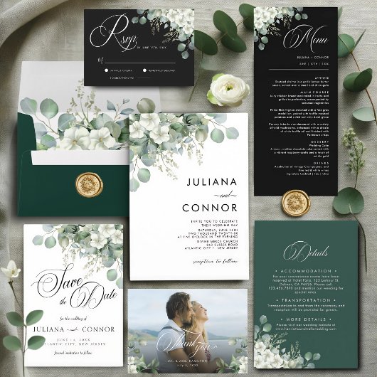 Moderne Smaragdgroene Begroeiing Save The Date