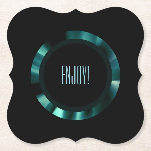 Moderne smaragdgroene bloem – zwart accenten papie kartonnen onderzetters (Voorkant)