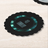 Moderne smaragdgroene bloem – zwart accenten papie kartonnen onderzetters (Gekanteld)