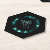 Moderne smaragdgroene bloem – zwart accenten papie kartonnen onderzetters (Schuin)