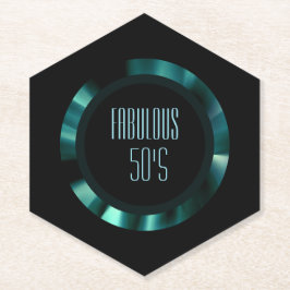 Moderne smaragdgroene bloem – zwart accenten papie kartonnen onderzetters