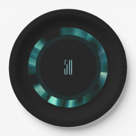 Moderne smaragdgroene bloem – zwart accenten papie papieren bordje