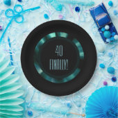 Moderne smaragdgroene bloem – zwart accenten papie papieren bordje (Feest)