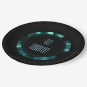 Moderne smaragdgroene bloem – zwart accenten papie papieren bordje (Gekanteld)