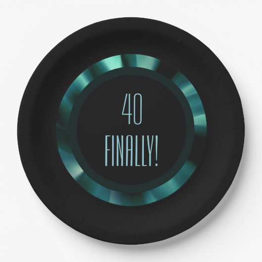 Moderne smaragdgroene bloem – zwart accenten papie papieren bordje (Voorkant)