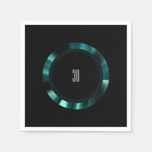 Moderne smaragdgroene bloem – zwart accenten papie servet (Voorkant)