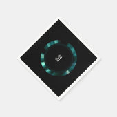 Moderne smaragdgroene bloem – zwart accenten papie servet (Hoek)