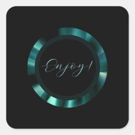 Moderne smaragdgroene bloem – zwart accenten papie vierkante sticker