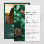 Moderne smaragdgroene bloemencode QR-code bruiloft Kaart (Voorkant / Achterkant)