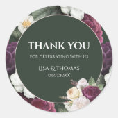 Moderne smaragdgroene boerenbonden bruidsboeketten ronde sticker (Voorkant)