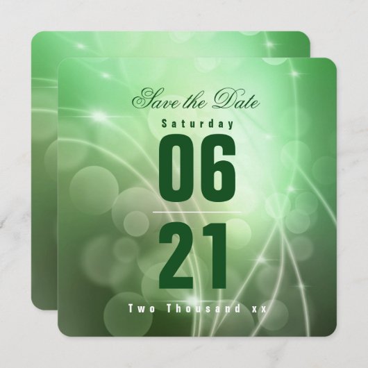 Moderne Smaragdgroene Bokeh Achtergrond Bruiloft (Voorkant / Achterkant)