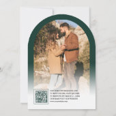 Moderne smaragdgroene boog foto QR-code bruiloft Kaart (Achterkant)