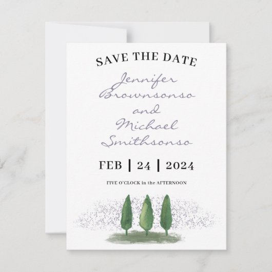 Moderne smaragdgroene bos natuur bruiloft save the date (Voorkant)