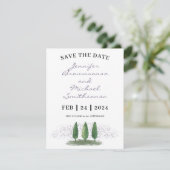 Moderne smaragdgroene bos natuur bruiloft save the date (Staand voorkant)