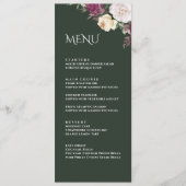 Moderne Smaragdgroene Bourgondische Pioenrozen Men Menu (Voorkant)
