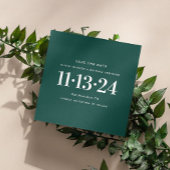 Moderne smaragdgroene eenvoudige minimalistische b save the date