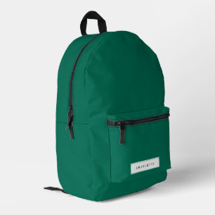 Moderne Smaragdgroene Effen Kleur Aangepaste Naam Bedrukte Rugzak