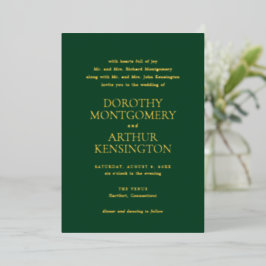 Moderne Smaragdgroene Elegante Bruiloft Folie Uitnodiging