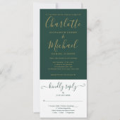 Moderne smaragdgroene elegante gouden script  kaart (Voorkant)