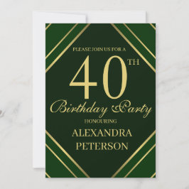 Moderne smaragdgroene en gouden strepen verjaardag kaart