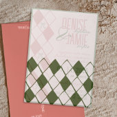 Moderne  smaragdgroene gezellige Argyle bruiloft Vellum Uitnodigingen