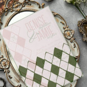 Moderne  smaragdgroene gezellige Argyle bruiloft Vellum Uitnodigingen