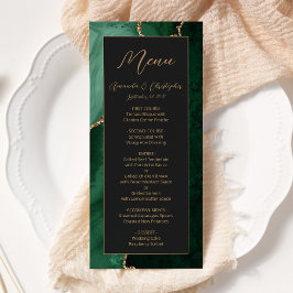 Moderne Smaragdgroene Gouden Agat Donkere Trouw Menu