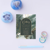 Moderne Smaragdgroene Gouden Agat Marmer TROUWEN Flyer (Enkel)