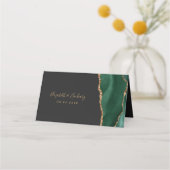 Moderne Smaragdgroene Gouden Agate Bruiloftstafel Plaatskaartje (Achterkant)