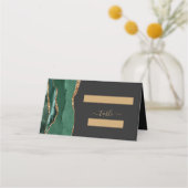 Moderne Smaragdgroene Gouden Agate Bruiloftstafel Plaatskaartje (Voorkant)