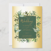 Moderne Smaragdgroene Gouden Groene Trouw Uitnodig Kaart (Voorkant)