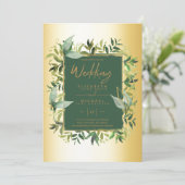 Moderne Smaragdgroene Gouden Groene Trouw Uitnodig Kaart (Staand voorkant)