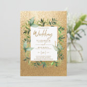 Moderne smaragdgroene gouden groene trouwkaarten kaart (Staand voorkant)