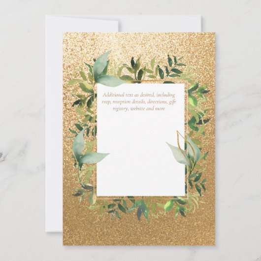 Moderne smaragdgroene gouden groene trouwkaarten kaart (Achterkant)